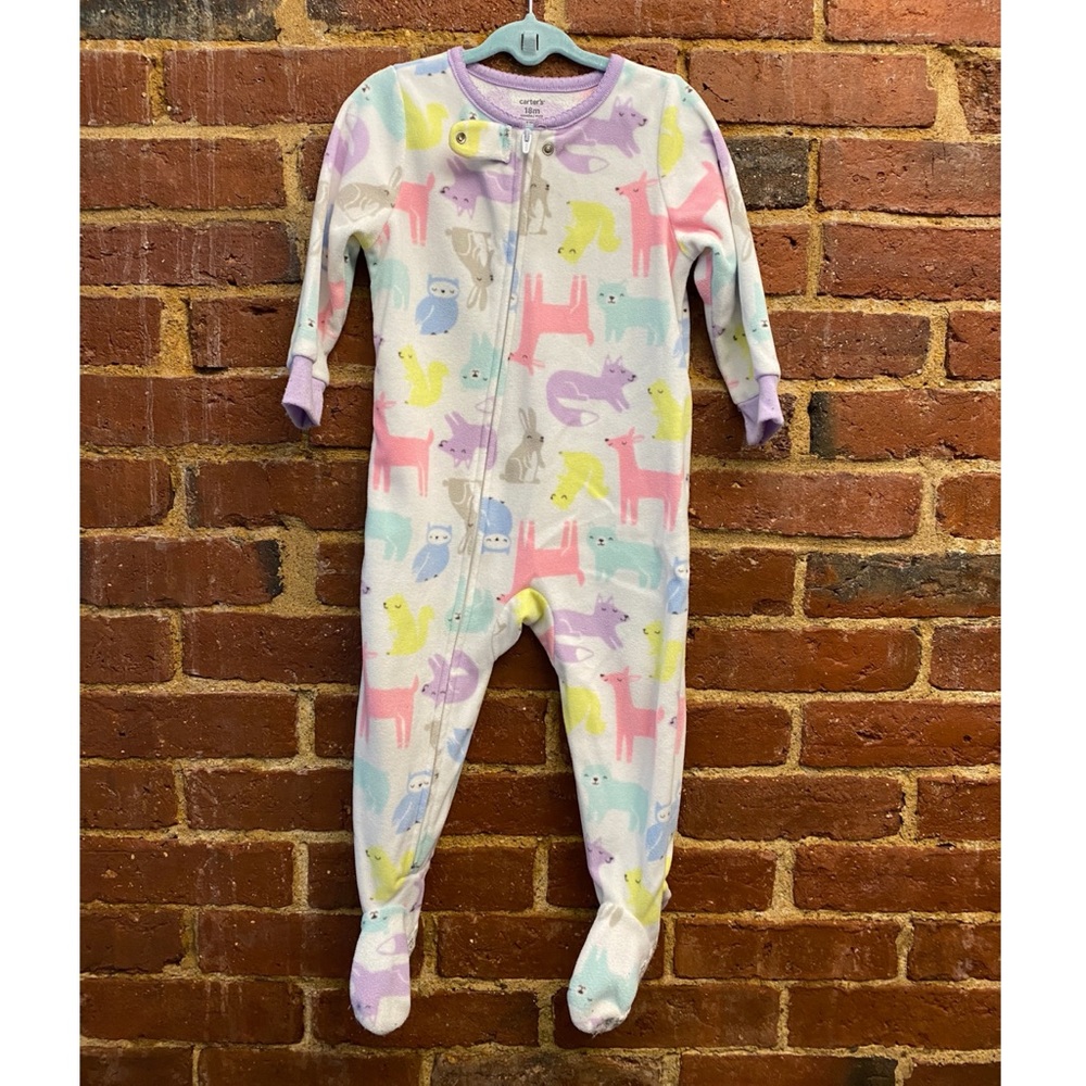 Carter’s fleece zip-up footie pajamas 18m